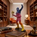 Banksy-Inspired Flower Thrower Sculpture – Large 15.75” Gradient Resin Statue wi... - Image 8