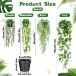 SHENLIU Artificial Hanging Plants for Shelf, 4 Pack Fake Potted Greenery Plant F... - Image 3