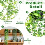 SHENLIU Artificial Hanging Plants for Shelf, 4 Pack Fake Potted Greenery Plant F... - Image 4