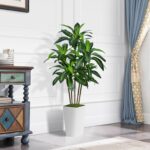 ASTIDY Artificial Dracaena Tree 5FT - Faux Tree with White Tall Planter - Fake T... - Image 3