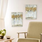 summer melody Bedroom Abstract Canvas Wall Art: 2 Pieces Gold Modern Landscape P... - Image 3