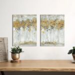 summer melody Bedroom Abstract Canvas Wall Art: 2 Pieces Gold Modern Landscape P... - Image 4