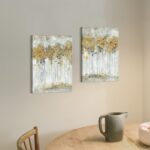 summer melody Bedroom Abstract Canvas Wall Art: 2 Pieces Gold Modern Landscape P... - Image 5
