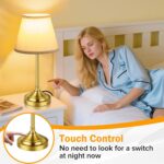 Gold Table Lamps Set of 2, Touch Control &3-Way Dimmable,Vintage Brass Bedside L... - Image 3