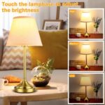 Gold Table Lamps Set of 2, Touch Control &3-Way Dimmable,Vintage Brass Bedside L... - Image 4
