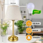 Gold Table Lamps Set of 2, Touch Control &3-Way Dimmable,Vintage Brass Bedside L... - Image 6