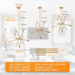 Modern 6-Lights Gold Sputnik Chandelier Dimmable Adjustable Height Contemporary ... - Image 5