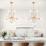 Modern 6-Lights Gold Sputnik Chandelier Dimmable Adjustable Height Contemporary ... - Image 8