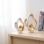 2PCS Home Decor Accent Ceramic Statue Abstract Sculptures Centerpieces Mid Centu... - Image 5