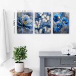 Abstract Butterfly Wall Art Blue and Gold Flower Pictures Wall Decor Blue Poppy ... - Image 4