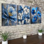Abstract Butterfly Wall Art Blue and Gold Flower Pictures Wall Decor Blue Poppy ... - Image 5