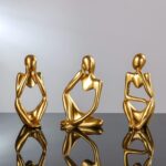 BMLCGJ Thinker Statue Gold Decor Abstract Art Sculpture, Golden Resin Collectibl... - Image 3