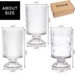 Fixwal Vases for Flowers Set of 3 Vintage Glass Vase for Centerpieces, Embossed ... - Image 3