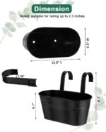 Metal Railing Planters for Outdoor Plants - 3 Pcs Balcony Hanging Flower Pots wi... - Image 3