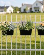 Metal Railing Planters for Outdoor Plants - 3 Pcs Balcony Hanging Flower Pots wi... - Image 5