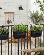 Metal Railing Planters for Outdoor Plants - 3 Pcs Balcony Hanging Flower Pots wi... - Image 7
