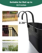 Metal Railing Planters for Outdoor Plants - 3 Pcs Balcony Hanging Flower Pots wi... - Image 8