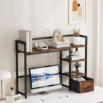 Marbrasse Desk Shelf with Drawer, 40" Desk Hutch for Computer Monitor, Wooden De... - Image 3