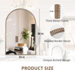 Arched Wall Mirror 24" x 36",Antique Gold Metal Beaded Frame, Decorative Accent ... - Image 4
