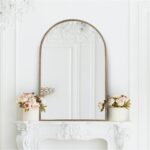 Arched Wall Mirror 24" x 36",Antique Gold Metal Beaded Frame, Decorative Accent ... - Image 5