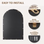 Arched Wall Mirror 24" x 36",Antique Gold Metal Beaded Frame, Decorative Accent ... - Image 6