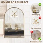 Arched Wall Mirror 24" x 36",Antique Gold Metal Beaded Frame, Decorative Accent ... - Image 7