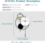 Large Modern Wall Clock for Living Room Decor 24 Inch Big Decorative Black Metal... - Image 6
