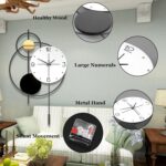 Large Modern Wall Clock for Living Room Decor 24 Inch Big Decorative Black Metal... - Image 8