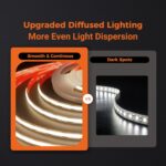 COB LED Strip Lights 3500K, 24V Diffused Tape Light with Strong 3M VHB Adhesive,... - Image 7
