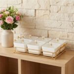 YA JU Ceramic Bowls and with Lid Gold Basket Trays, 6 Removable Small Bowls Cond... - Image 4