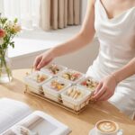 YA JU Ceramic Bowls and with Lid Gold Basket Trays, 6 Removable Small Bowls Cond... - Image 5
