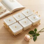 YA JU Ceramic Bowls and with Lid Gold Basket Trays, 6 Removable Small Bowls Cond... - Image 6