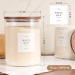 2 Pack Glass Rice Containers with Acacia Wood Lids, 70oz Airtight Flour and Suga... - Image 3