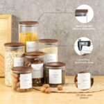 2 Pack Glass Rice Containers with Acacia Wood Lids, 70oz Airtight Flour and Suga... - Image 5