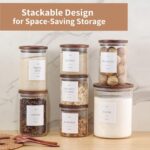 2 Pack Glass Rice Containers with Acacia Wood Lids, 70oz Airtight Flour and Suga... - Image 7
