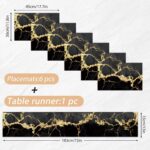 ANNA QUEEN Gold and Black Marble Table Runner and Placemats Set of 6 – Elegant 1... - Image 4