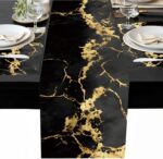 ANNA QUEEN Gold and Black Marble Table Runner and Placemats Set of 6 – Elegant 1... - Image 6