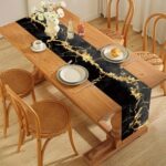 ANNA QUEEN Gold and Black Marble Table Runner and Placemats Set of 6 – Elegant 1... - Image 7