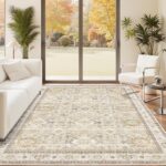 Washable 5x7 Area Rug - 5x7 Rugs for Living Room, Boho Floral Vintage Low Pile C... - Image 3