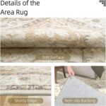 Washable 5x7 Area Rug - 5x7 Rugs for Living Room, Boho Floral Vintage Low Pile C... - Image 4