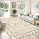 Washable 5x7 Area Rug - 5x7 Rugs for Living Room, Boho Floral Vintage Low Pile C... - Image 7