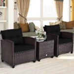 Tangkula 3 Pieces Patio Furniture Set, PE Rattan Wicker 3 Pcs Outdoor Sofa Set w... - Image 4