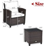 Tangkula 3 Pieces Patio Furniture Set, PE Rattan Wicker 3 Pcs Outdoor Sofa Set w... - Image 5