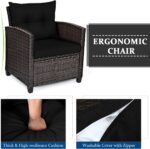 Tangkula 3 Pieces Patio Furniture Set, PE Rattan Wicker 3 Pcs Outdoor Sofa Set w... - Image 9