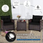 Tangkula 3 Pieces Patio Furniture Set, PE Rattan Wicker 3 Pcs Outdoor Sofa Set w... - Image 10