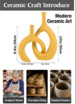 WUBIANJIE Yellow Ceramic Vase - Modern Boho Decor, Mustard Yellow, Round, Anti-S... - Image 3