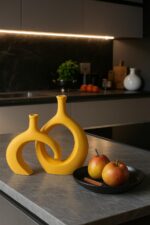 WUBIANJIE Yellow Ceramic Vase - Modern Boho Decor, Mustard Yellow, Round, Anti-S... - Image 7