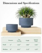 Succulent Pots, 8 Inch + 6 Inch Plant Pots for Plants with Drainage Hole, Indoor... - Image 5