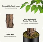 6.2ft Ficus Artificial Trees with 3 Natural Curved Trunks, 74" Tall Lush Faux Tr... - Image 3
