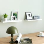 White Floating Shelves for Wall Decor, Wall Mounted Wood Storage Shelf for Bedro... - Image 4